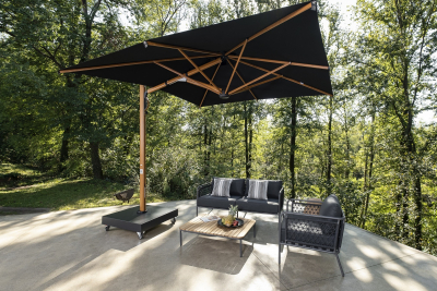 Зонт профессиональный 3.5х3.5 м Scolaro Astro Timber алюминий, акрил имитация ироко, черный Фото 9