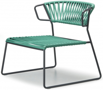 Кресло лаунж плетеное Scab Design Lisa Lounge Filo сталь, роуп антрацит, ментоловый Фото 1