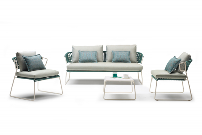 Кресло лаунж плетеное Scab Design Lisa Lounge Filo сталь, роуп лен, ментоловый Фото 10