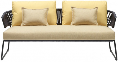 Диван плетеный с подушками Scab Design Lisa Sofa Filo сталь, морской канат, ткань sunbrella антрацит, желтый Фото 1