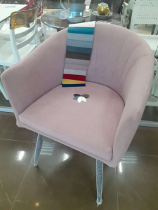 Кресло с обивкой Likom Комфорт 22 металл, велюр черный, пыльно-розовый Фото 5