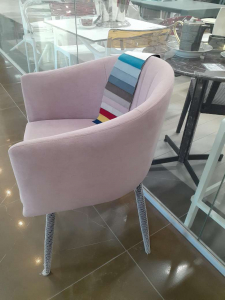 Кресло с обивкой Likom Комфорт 22 металл, велюр черный, пыльно-розовый Фото 7