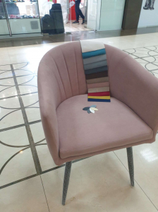 Кресло с обивкой Likom Комфорт 22 металл, велюр черный, пыльно-розовый Фото 9