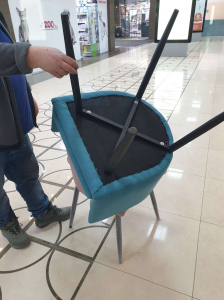 Кресло с обивкой Likom Комфорт 22 металл, велюр черный, синий Фото 7