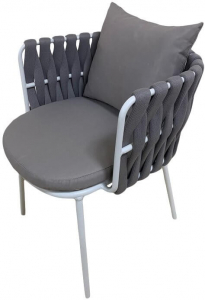 Кресло плетеное с подушкой Tagliamento Roma алюминий, полиэстер, акрил белый, светло-серый Фото 7