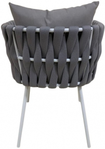 Кресло плетеное с подушкой Tagliamento Roma алюминий, полиэстер, акрил белый, светло-серый Фото 8
