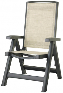 Кресло-шезлонг пластиковое SCAB GIARDINO Esmeralda Lux полипропилен, текстилен антрацит, мед Фото 1