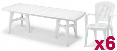 Комплект пластиковой мебели SCAB GIARDINO President Tris Super Elegant Monobloc пластик белый Фото 2