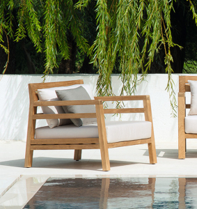 Кресло деревянное с подушками Ethimo Costes тик, акрил натуральный, белый Фото 15