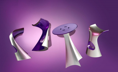 Стол пластиковый барный SLIDE Jet Anniversary Edition полиэтилен хромированный, жемчужный фиолетовый Фото 5