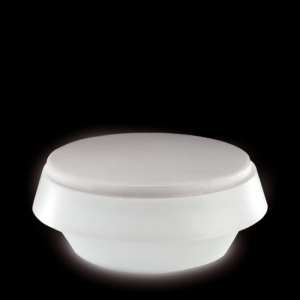 Пуф пластиковый светящийся SLIDE Gio Puff Lighting полиэтилен, экокожа белый, светло-серый Фото 4