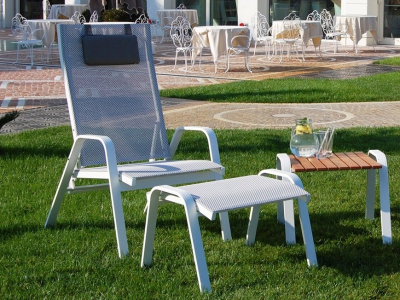 Кресло-шезлонг с подставкой для ног Magnani Cruise алюминий, текстилен Фото 1