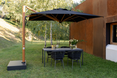 Зонт профессиональный 3х4 м Scolaro Astro Timber алюминий, акрил имитация ироко, черный Фото 13