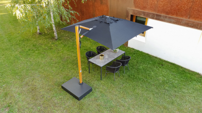 Зонт профессиональный 3х4 м Scolaro Astro Timber алюминий, акрил имитация ироко, черный Фото 12