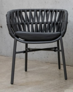 Кресло плетеное с подушкой Grattoni Tahiti алюминий, роуп, текстилен черный, темно-серый, черный Фото 10