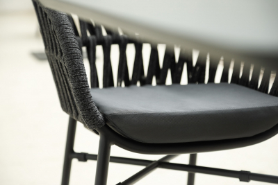 Кресло плетеное с подушкой Grattoni Tahiti алюминий, роуп, текстилен черный, темно-серый, черный Фото 5