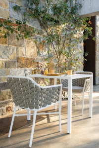 Кресло плетеное с подушкой Grattoni Panama алюминий, роуп, текстилен белый, бежевый, шампанское Фото 6