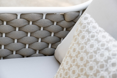 Кресло плетеное с подушкой Grattoni Panama алюминий, роуп, текстилен белый, бежевый, шампанское Фото 7