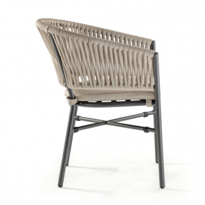 Кресло плетеное Grattoni Portofino алюминий, роуп, акрил антрацит, серый Фото 3