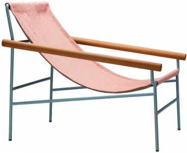 Кресло лаунж металлическое Scab Design Dress Code Smart Outdoor сталь, ироко, ткань sunbrella голубой, розовый Фото 1