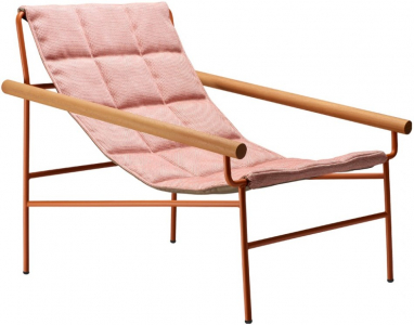 Кресло лаунж металлическое Scab Design Dress Code Glam Outdoor сталь, ироко, ткань sunbrella терракотовый, розовый Фото 1