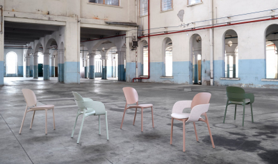 Кресло пластиковое с обивкой Scab Design Hug технополимер, ткань зеленый шалфей Фото 9