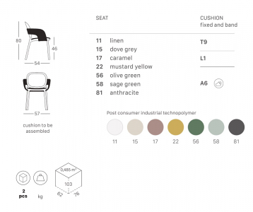 Кресло пластиковое с обивкой Scab Design Hug технополимер, акрил оливковый Фото 2