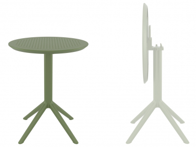 Стол пластиковый складной Siesta Contract Sky Folding Table Ø60 сталь, пластик оливковый Фото 1