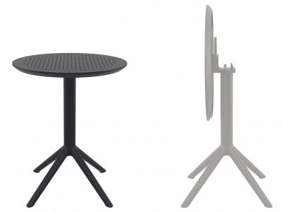 Стол пластиковый складной Siesta Contract Sky Folding Table Ø60 сталь, пластик черный Фото 1
