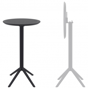 Стол пластиковый барный складной Siesta Contract Sky Folding Bar Table 60 сталь, пластик черный Фото 1
