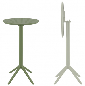 Стол пластиковый барный складной Siesta Contract Sky Folding Bar Table 60 сталь, пластик оливковый Фото 1