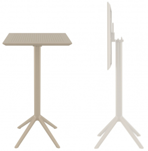 Стол пластиковый барный складной Siesta Contract Sky Folding Bar Table 60 сталь, пластик бежевый Фото 1