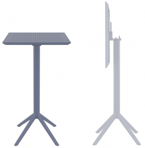 Стол пластиковый барный складной Siesta Contract Sky Folding Bar Table 60 сталь, пластик темно-серый Фото 1