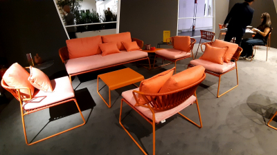 Кресло лаунж плетеное Scab Design Lisa Lounge Club сталь, роуп терракотовый Фото 15