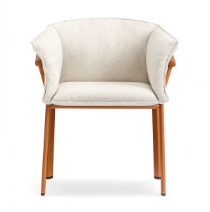 Кресло металлическое с подушкой PEDRALI Lamorisse алюминий, ткань терракота, белый Фото 6