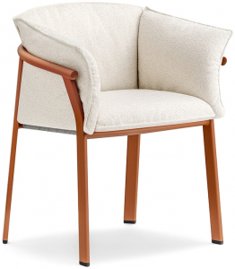 Кресло металлическое с подушкой PEDRALI Lamorisse алюминий, ткань терракота, белый Фото 1