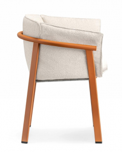 Кресло металлическое с подушкой PEDRALI Lamorisse алюминий, ткань терракота, белый Фото 7