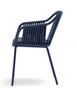Кресло плетеное с подушкой PEDRALI Babila Twist сталь, роуп, ткань синий Фото 6