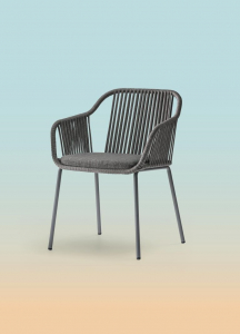 Кресло плетеное с подушкой PEDRALI Babila Twist сталь, роуп, ткань антрацит Фото 6