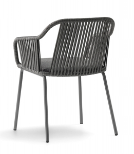 Кресло плетеное с подушкой PEDRALI Babila Twist сталь, роуп, ткань антрацит Фото 8