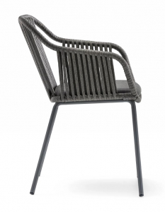Кресло плетеное с подушкой PEDRALI Babila Twist сталь, роуп, ткань антрацит Фото 9