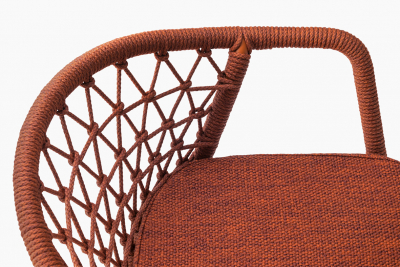 Кресло плетеное с подушкой PEDRALI Panarea сталь, роуп, ткань терракотовый Фото 10