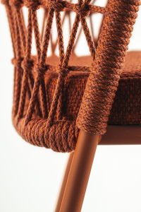 Кресло плетеное барное с подушкой PEDRALI Panarea сталь, роуп, ткань терракотовый Фото 11