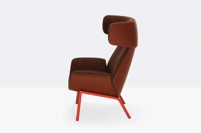Кресло мягкое с подголовником PEDRALI Ila сталь, ткань оранжевый Фото 19