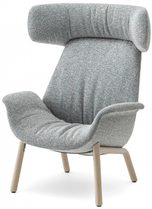 Кресло мягкое с подголовником PEDRALI Ila ясень, ткань беленый ясень, серо-белый Фото 1