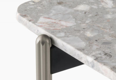 Столик кофейный PEDRALI Blume алюминий, сталь, искусственный камень серебристый, серый мрамор Фото 5