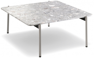 Столик кофейный PEDRALI Blume алюминий, сталь, искусственный камень серебристый, серый мрамор Фото 1