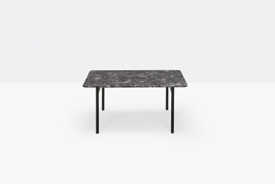 Столик кофейный PEDRALI Blume алюминий, сталь, искусственный камень черный, темно-красный мрамор Фото 4