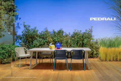 Стол керамический PEDRALI Babila Outdoor сталь, алюминий, керамогранит бежевый, белый Фото 5