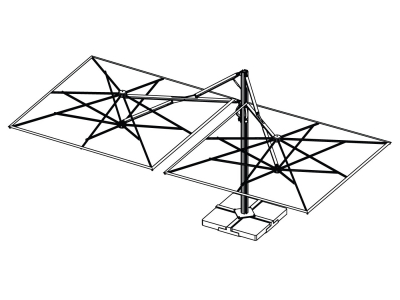 Зонт профессиональный двухкупольный Scolaro Galaxia Dual V Timber алюминий, акрил имитация ироко, слоновая кость Фото 9